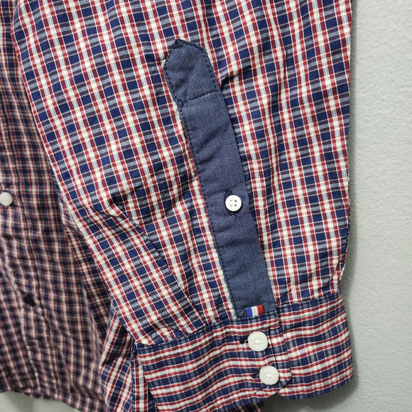Trouvaille men's button-down shirt size XXL plaid red and blue long sleeve - Picture 7 of 8